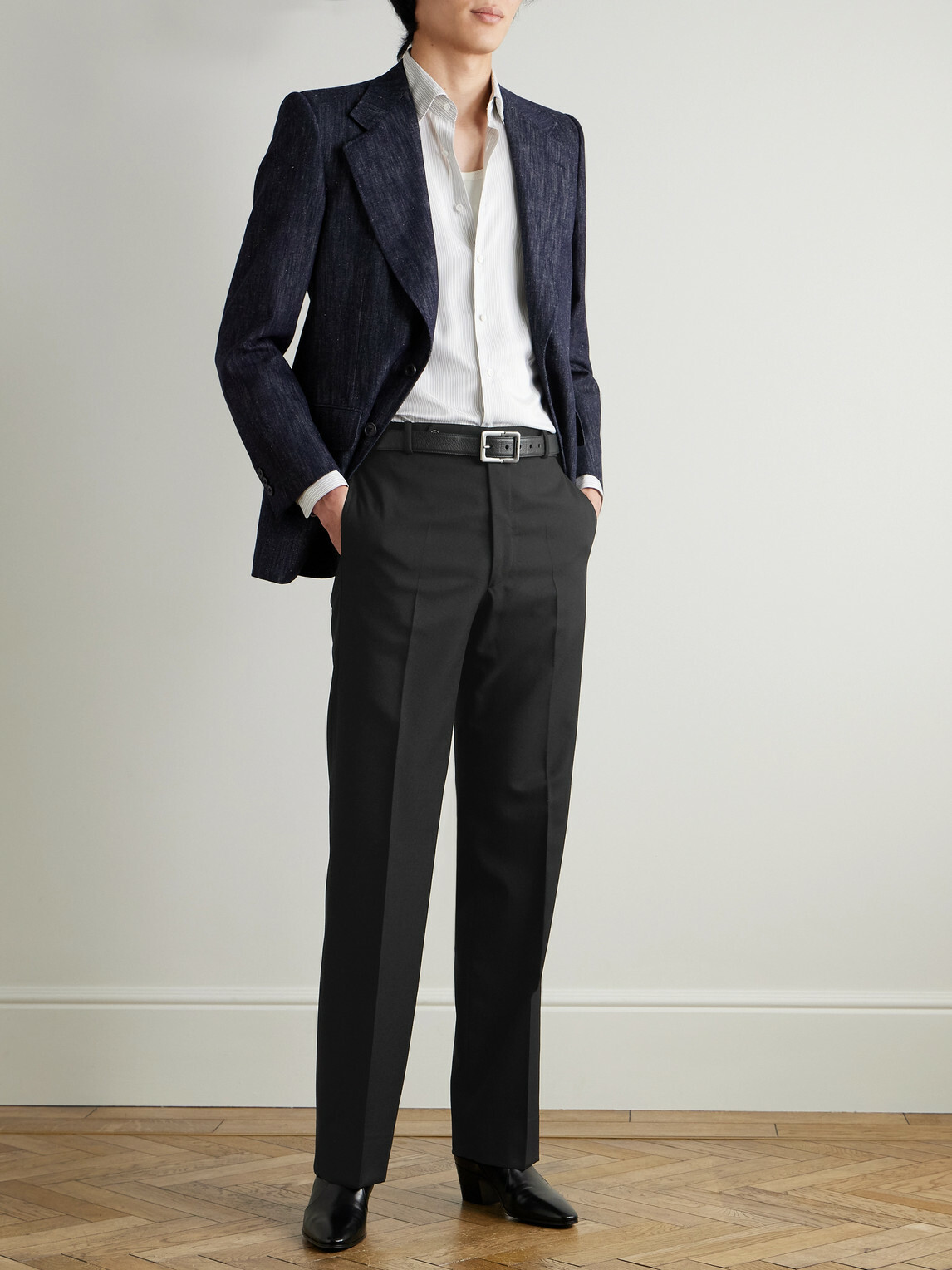 Husbands - Wide-Leg Linen Suit Trousers - Black