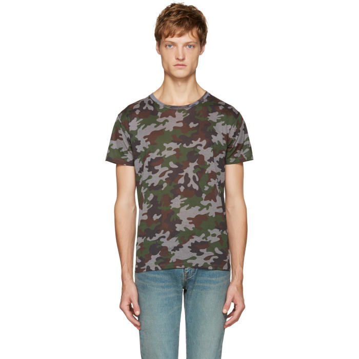 Photo: Saint Laurent Green Camouflage T-Shirt