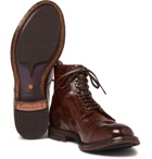 Officine Creative - Anatomia Burnished-Leather Derby Boots - Men - Dark brown