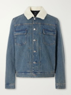 A.P.C. - Justin Pleated Wool-Trimmed Denim Jacket - Blue