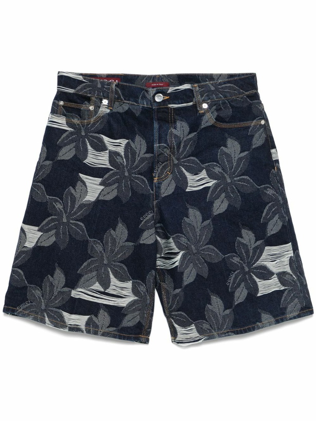 Photo: Gucci Floral-Jacquard Denim Shorts