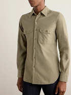 TOM FORD - Slim-Fit Cotton-Moleskin Shirt - Green