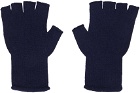 The Elder Statesman SSENSE Exclusive Navy Heavy Fingerless Gloves