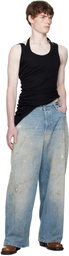 Jean Paul Gaultier Black Twisted Double Layered Tank Top