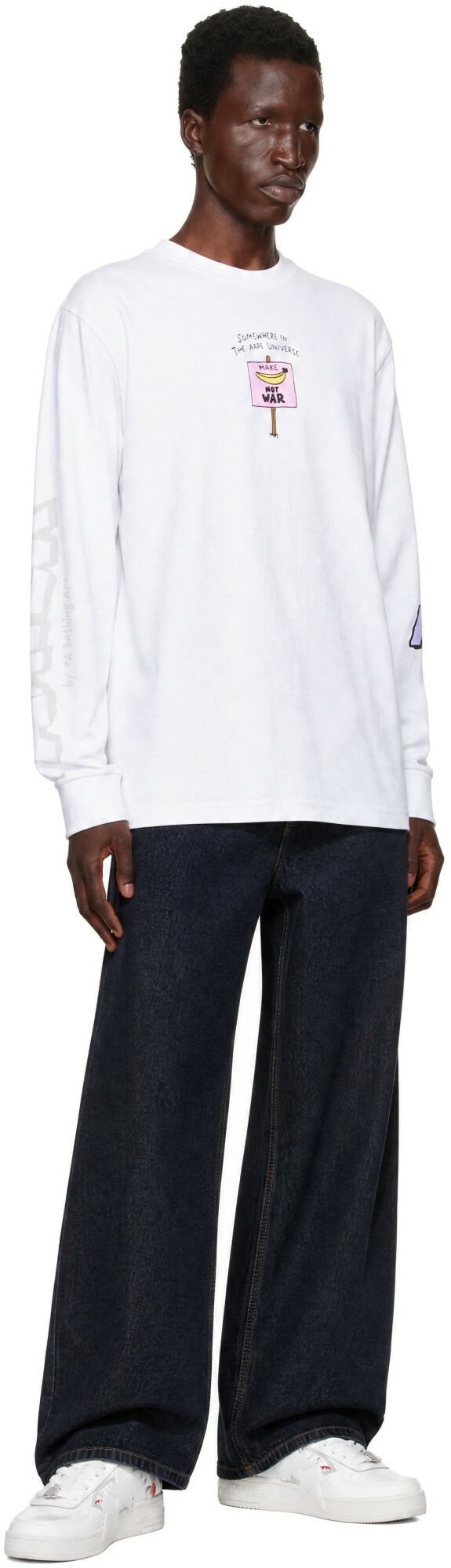 AAPE by A Bathing Ape White 'AAPER' Long Sleeve T-shirt