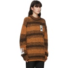 Raf Simons Orange Wool Striped Polaroid Sweater