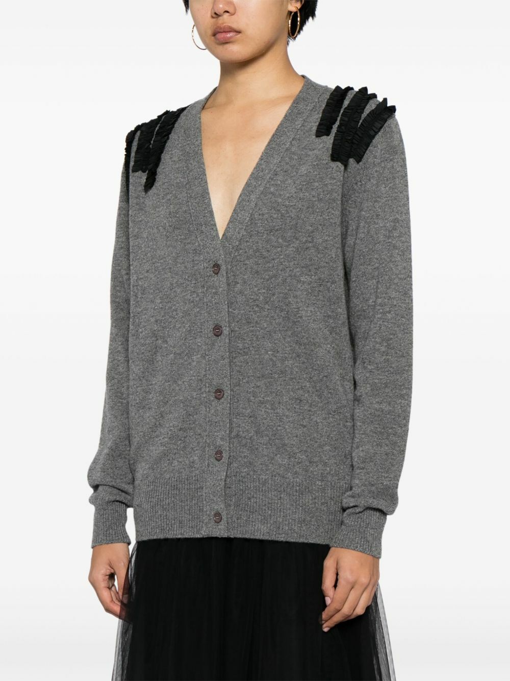Molly Goddard Grey Sally Wool-Blend Cardigan