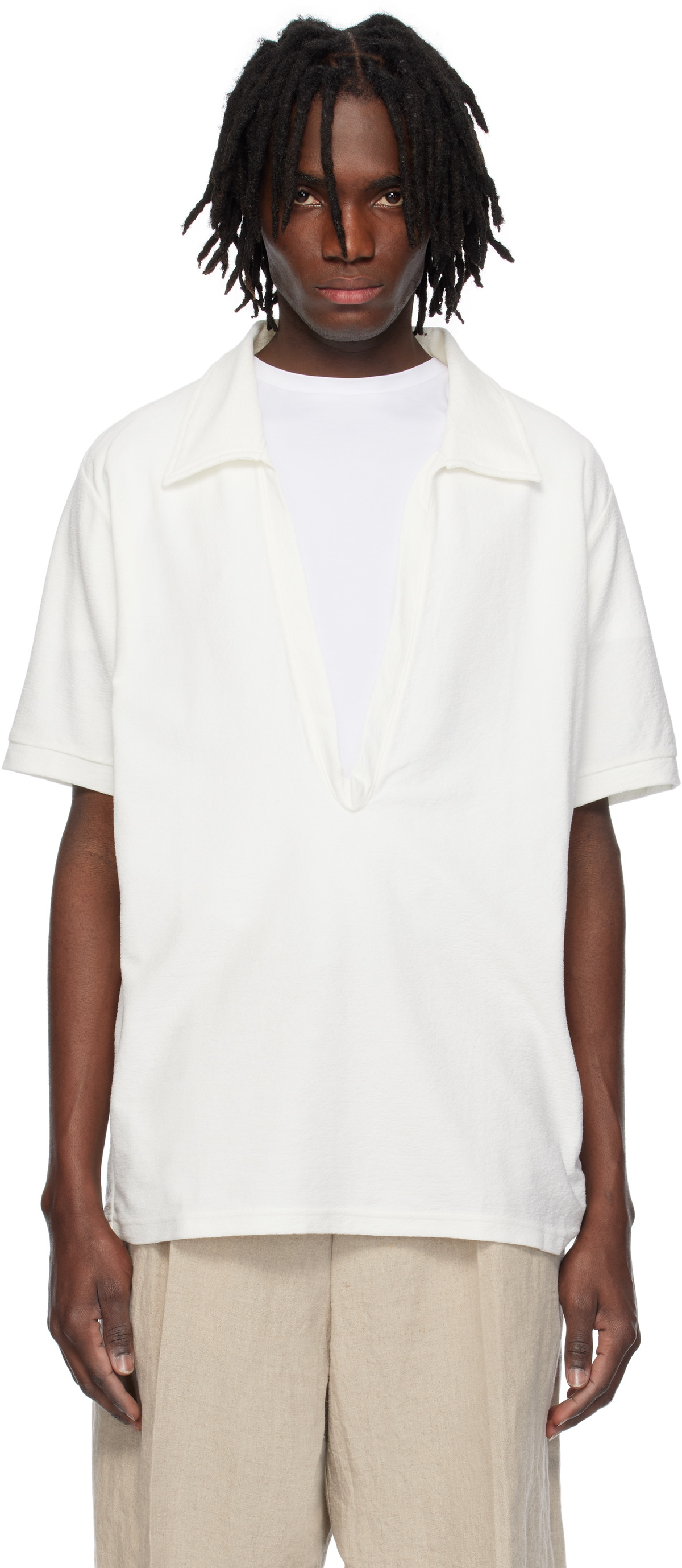 SOSHIOTSUKI Black Kimono Collar Shirt SOSHIOTSUKI