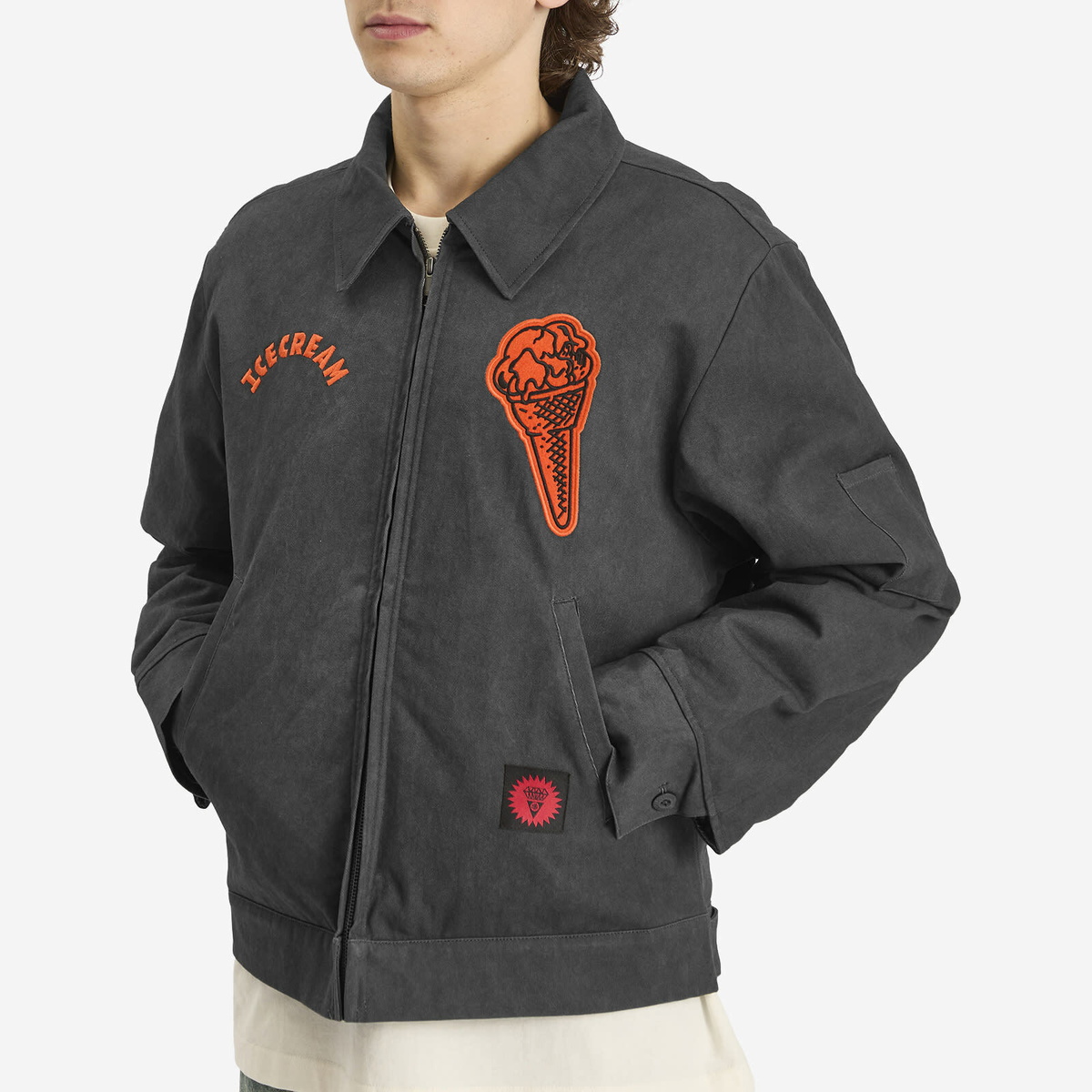 ICECREAM Men's Cone Patch Work Jacket in Washed Black