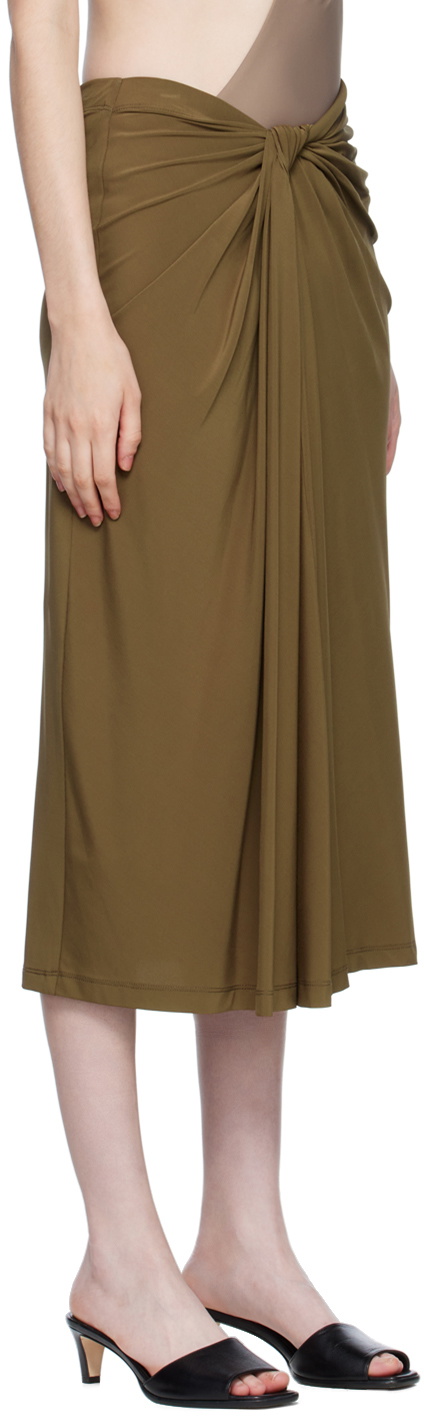 Rosetta Getty SSENSE Exclusive Brown Knotted Midi Skirt