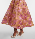 Monique Lhuillier Embroidered raffia-blend midi dress