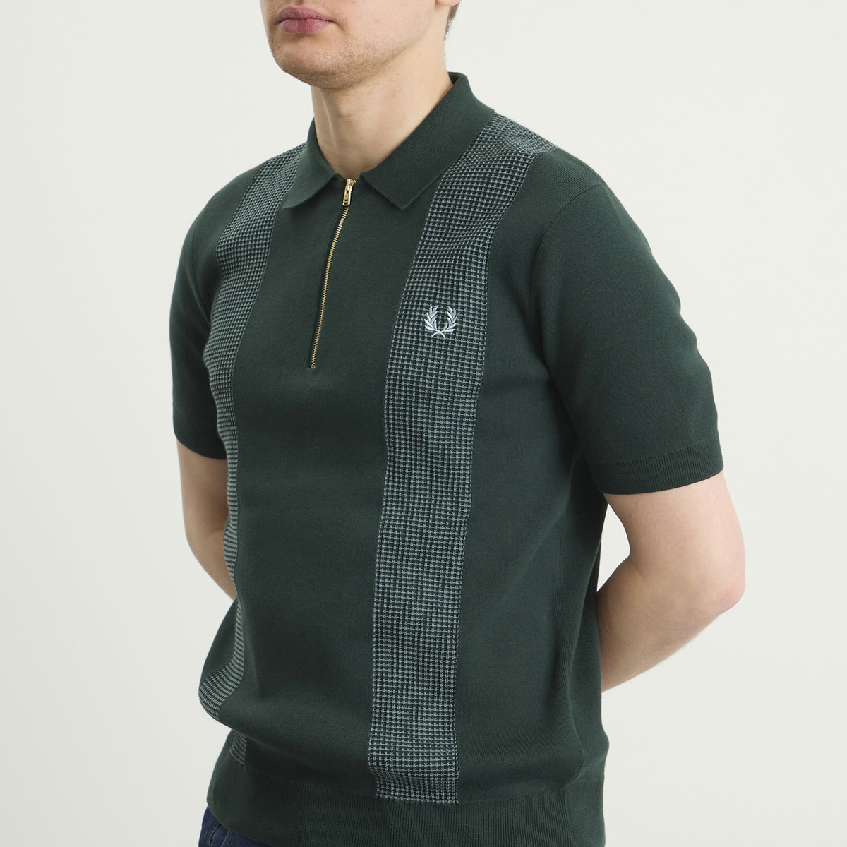 Fred Perry Men's Panel Knitted Polo Shirt in Grassroots