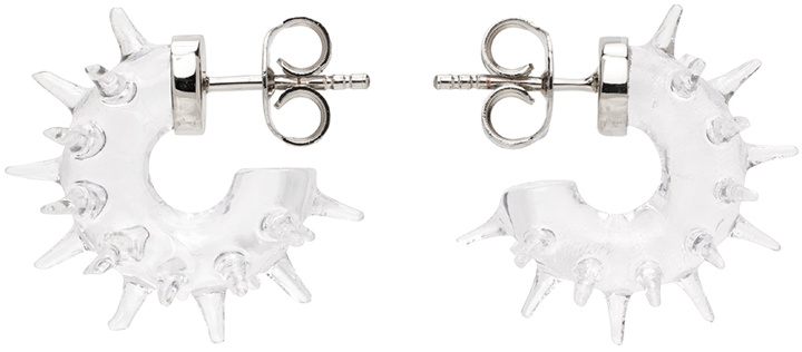 Photo: HUGO KREIT SSENSE Exclusive Transparent Mini Spiky Hoop Earrings