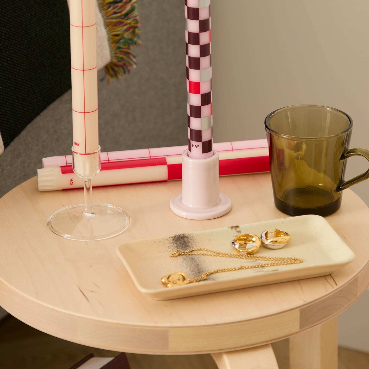HAY Tube Candleholder - Small in Pale Pink 