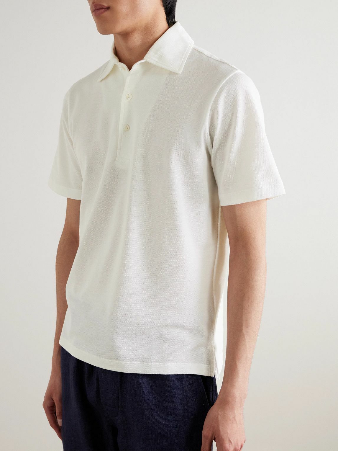 De Petrillo - Cotton-Piqué Polo Shirt - White