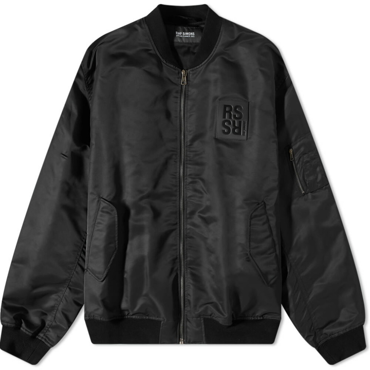 Photo: Raf Simons Men's Leather Patch Classic Bomber Jacket in Black