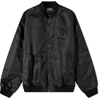 Raf Simons Men's Leather Patch Classic Bomber Jacket in Black