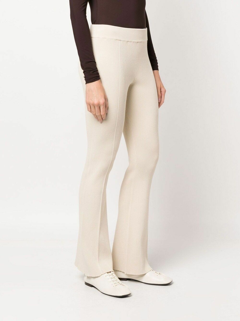 AERON Ribbed-Knit Flared Trousers