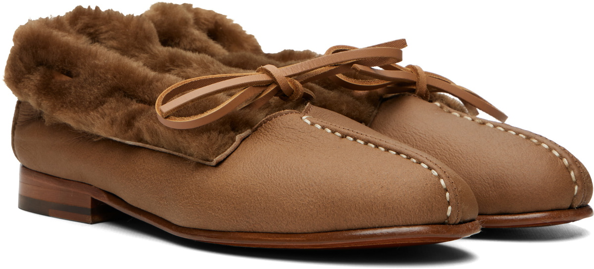 HEREU Tan Tilla Shearling Loafers