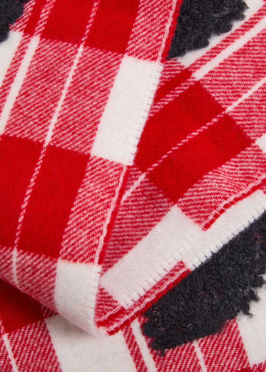 JW Anderson Logo Checked Wool-blend Scarf - Red - One Size
