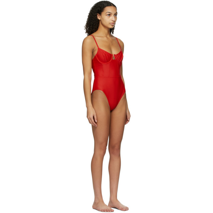 Solid and striped hot sale red one piece