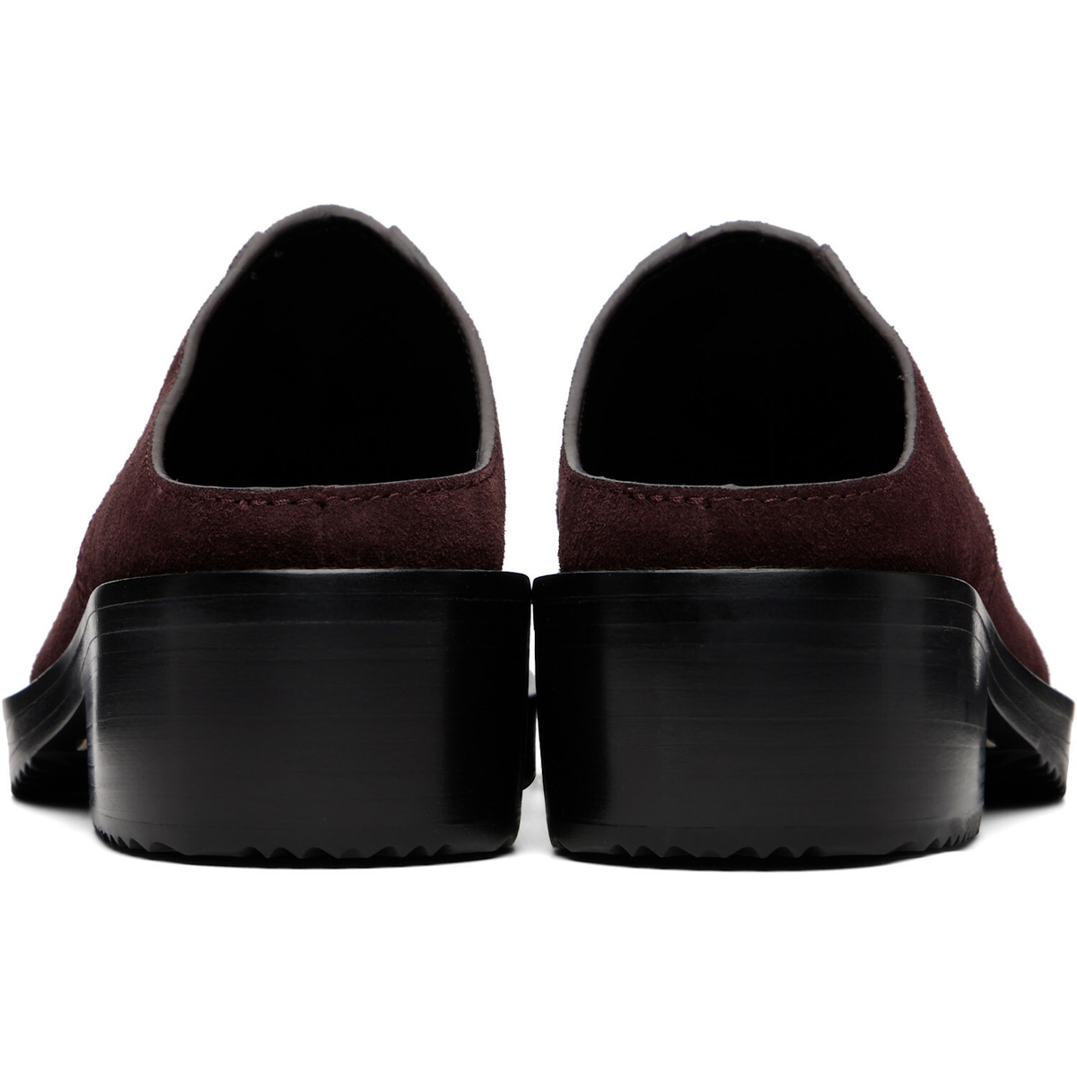 Dries Van Noten Burgundy Suede Workwear Mule Loafers