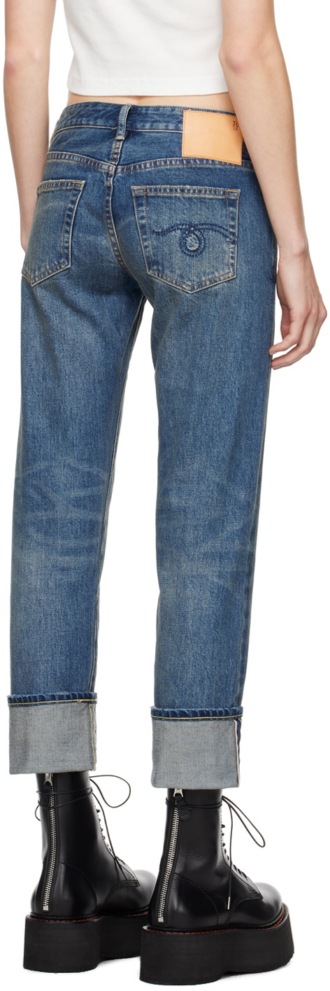 R13 Blue Cuffed Boy Straight Jeans R13