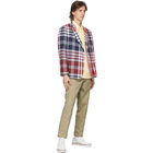 Thom Browne Navy and Red Large Plaid Madras Sack Sport Coat Blazer