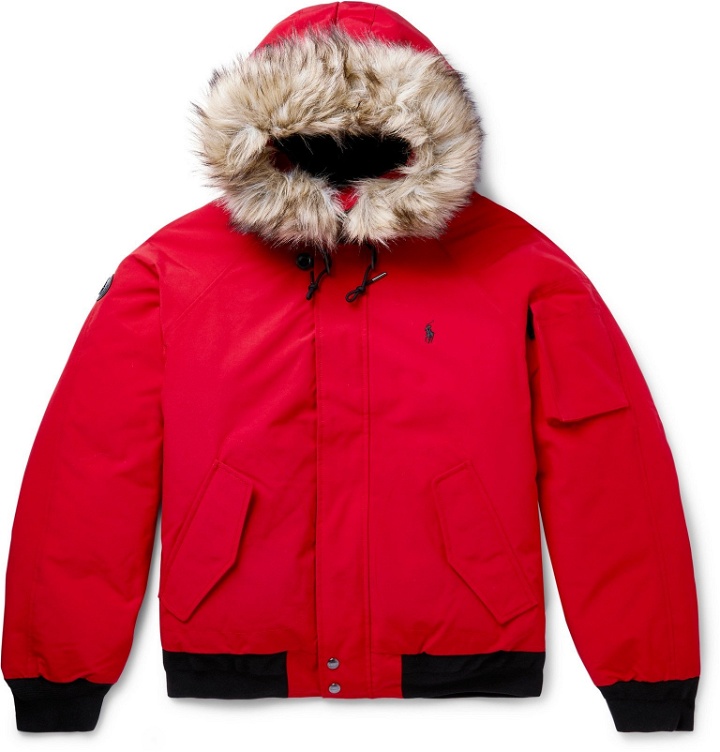 Photo: Polo Ralph Lauren - Faux Fur-Trimmed Shell Hooded Down Jacket - Red