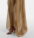 Roberto Cavalli Leopard-print semi-sheer silk kaftan