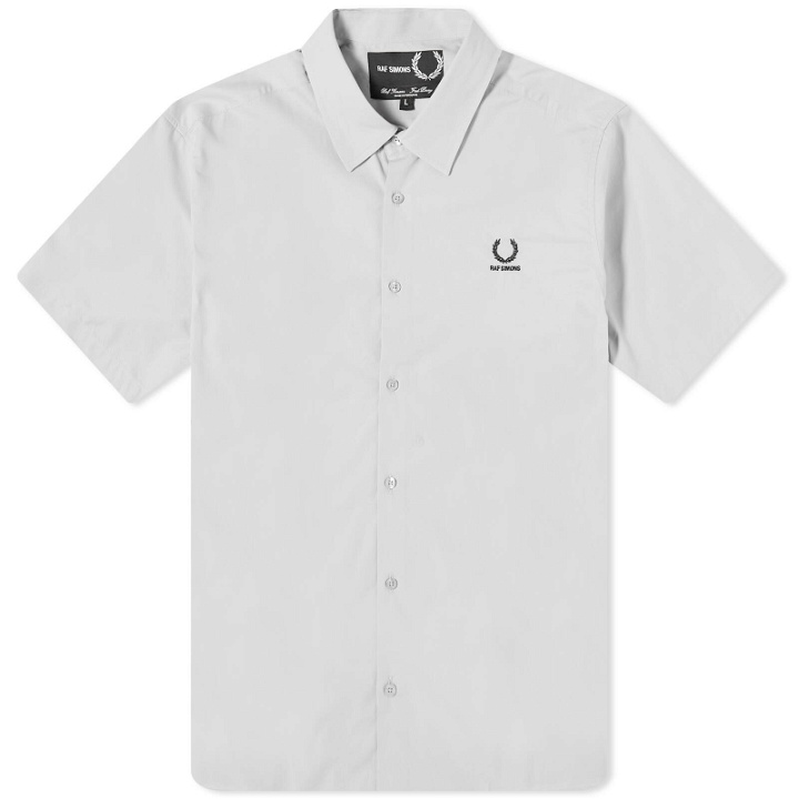 Photo: Fred Perry Men's x Raf Simons Embroidered Short Sleeve Shirt in Eclipse