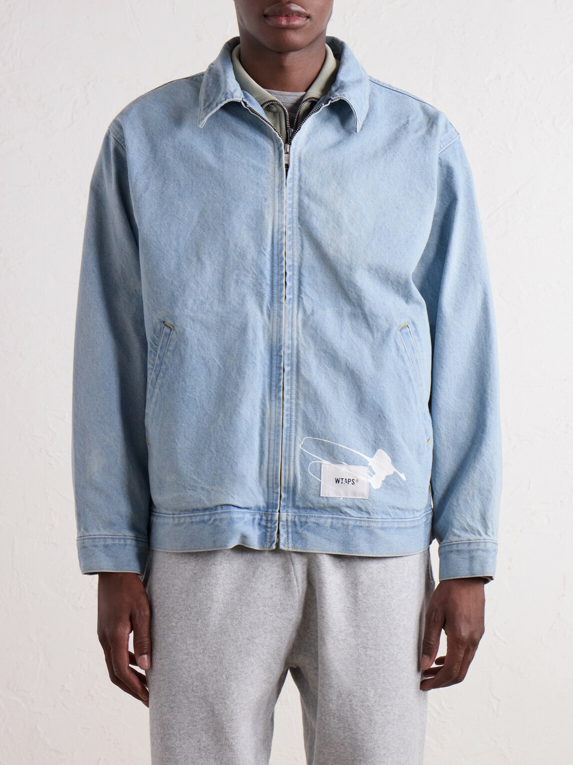 WTAPS - Wrecker Logo-Appliquéd Paint-Splattered Denim Jacket - Blue