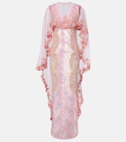 Là Fuori Panorama embellished caped gown