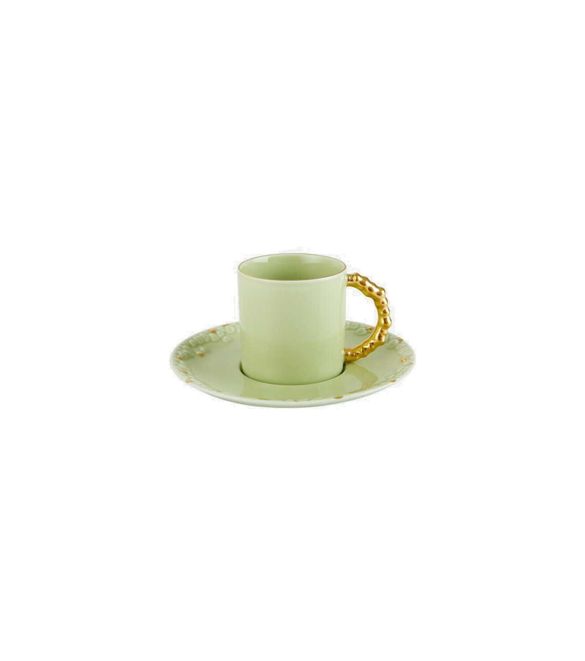 L'Objet Malachite Espresso Cup and Saucer Set - Green