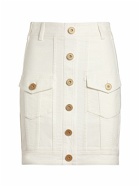 BALMAIN - Cotton Denim Buttoned Mini Skirt