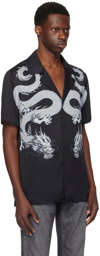 Balmain Black Dragon Print Shirt