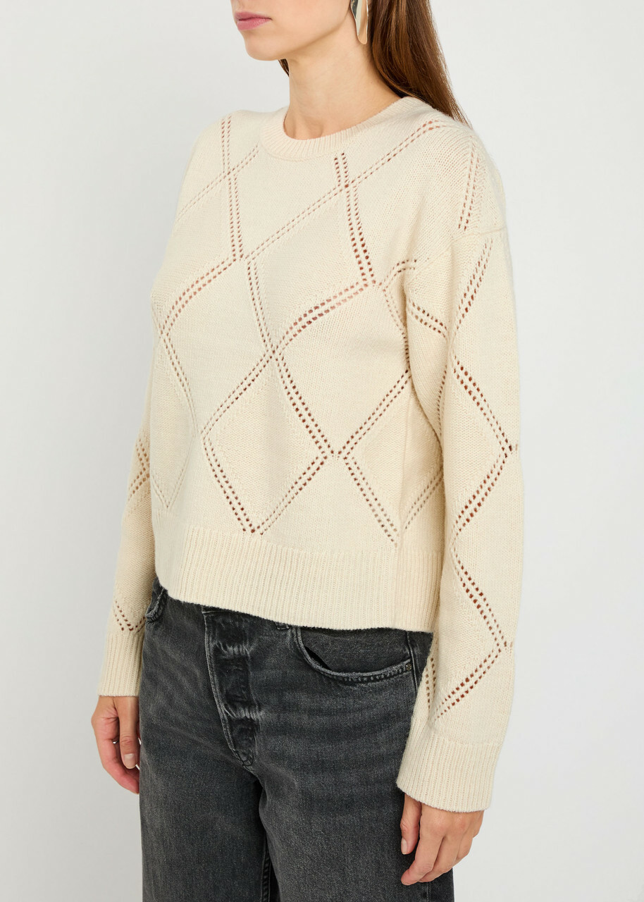 Vince Textured Argyl Wool Jumper Cream