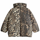 GANNI Women's Leopard Puffer Jacket in Almond Milk