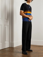 Wales Bonner - Sun Striped Cotton-Jacquard Polo Shirt - Black