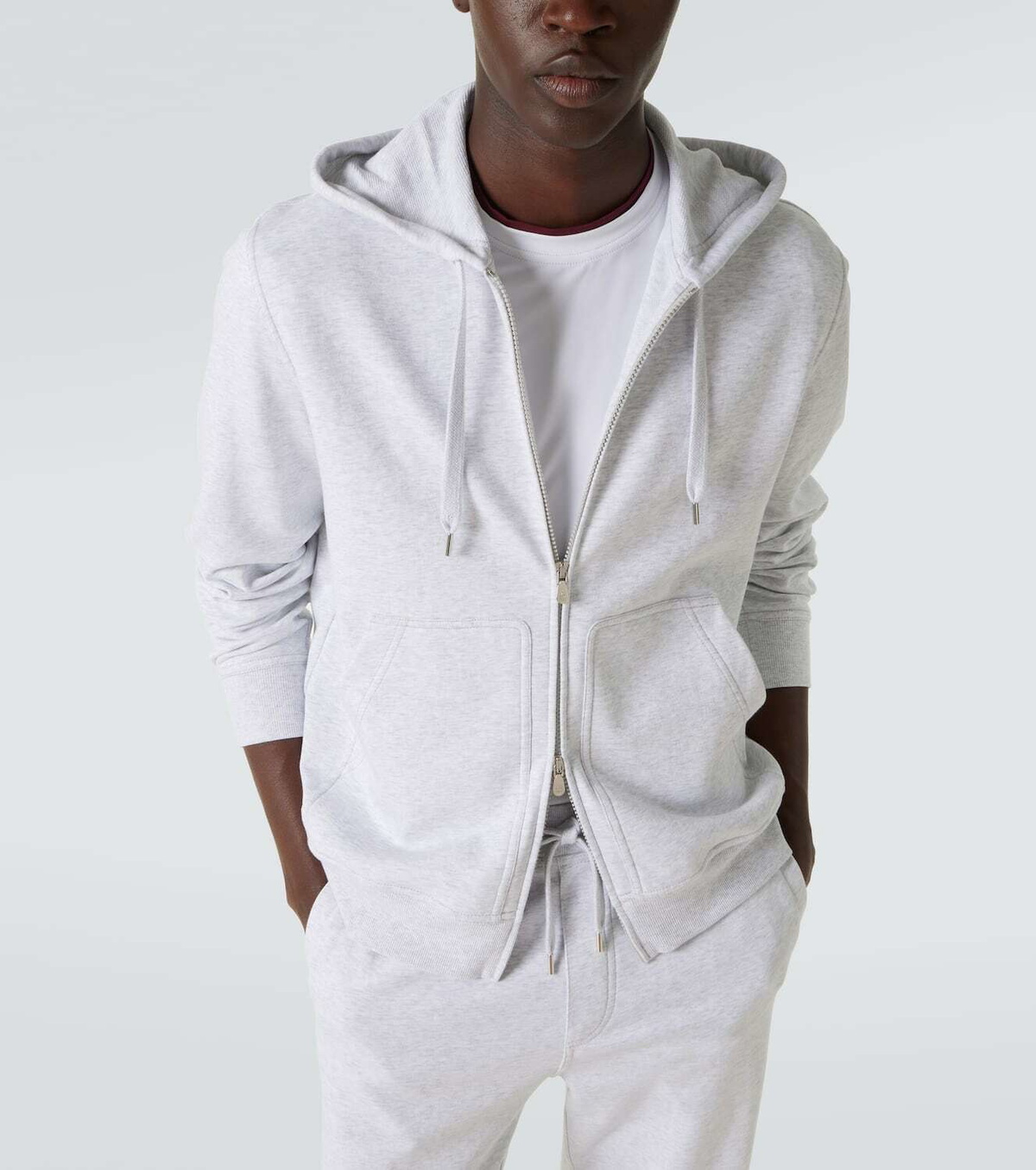 Brunello Cucinelli Cotton-blend jersey zip-up hoodie