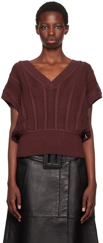 Photo: REMAIN Birger Christensen Burgundy Cable-Knit Vest