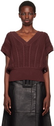 REMAIN Birger Christensen Burgundy Cable-Knit Vest
