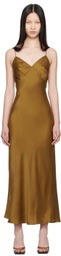 Silk Laundry Tan Deco Rouleau Maxi Dress