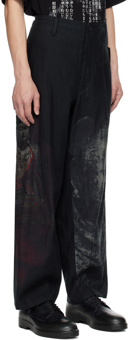 Yohji Yamamoto Black Printed Trousers Yohji Yamamoto