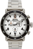 Shinola Silver Runwell Sport Chronograph 'The White Hurricane' 48 mm Watch