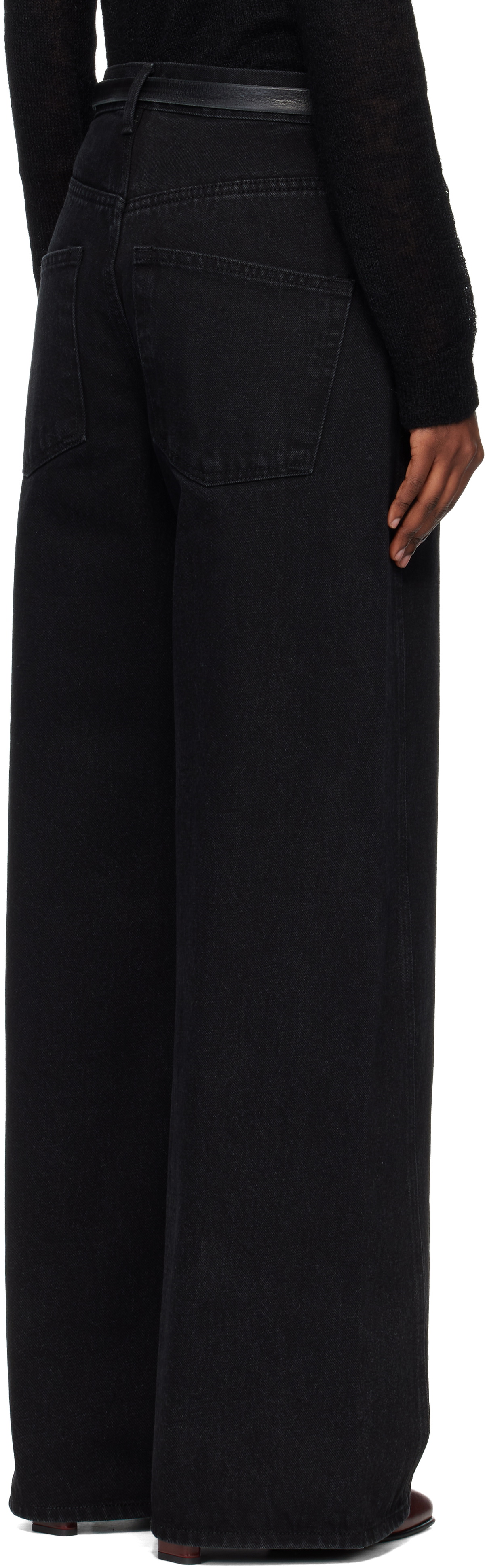 TONYWACK Black Wide-Leg Cotton Work Trousers