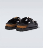Versace Barocco leather-trimmed slides