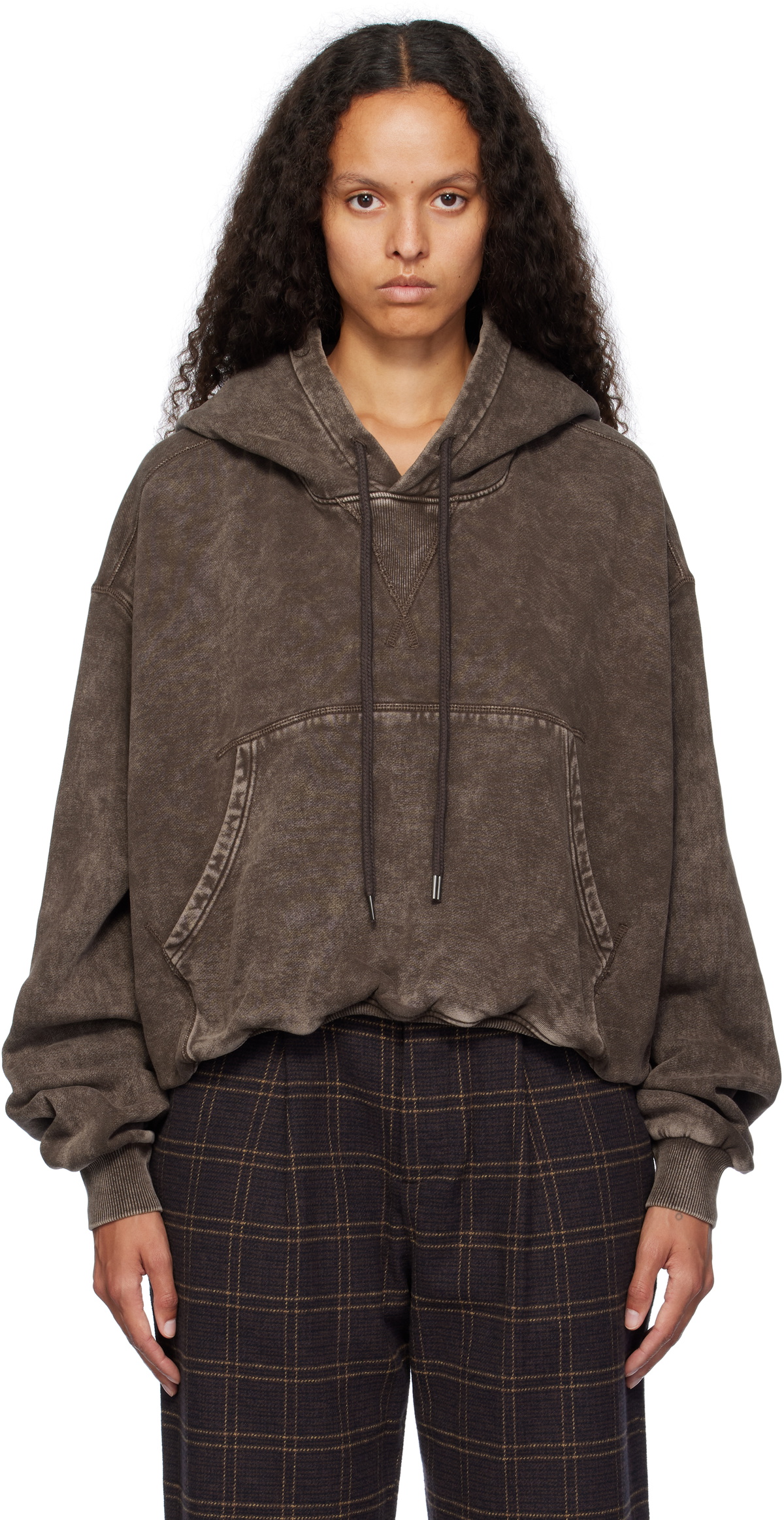 R13 Brown Balloon Popover Hoodie