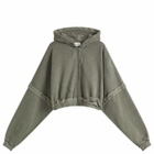 Joah Brown Women's Deconstructed Crop Zip Hoodie in Washed Sage