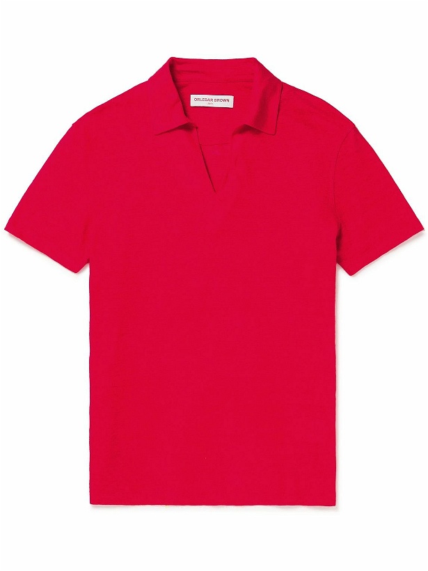 Photo: Orlebar Brown - Mayer Linen Polo Shirt - Red